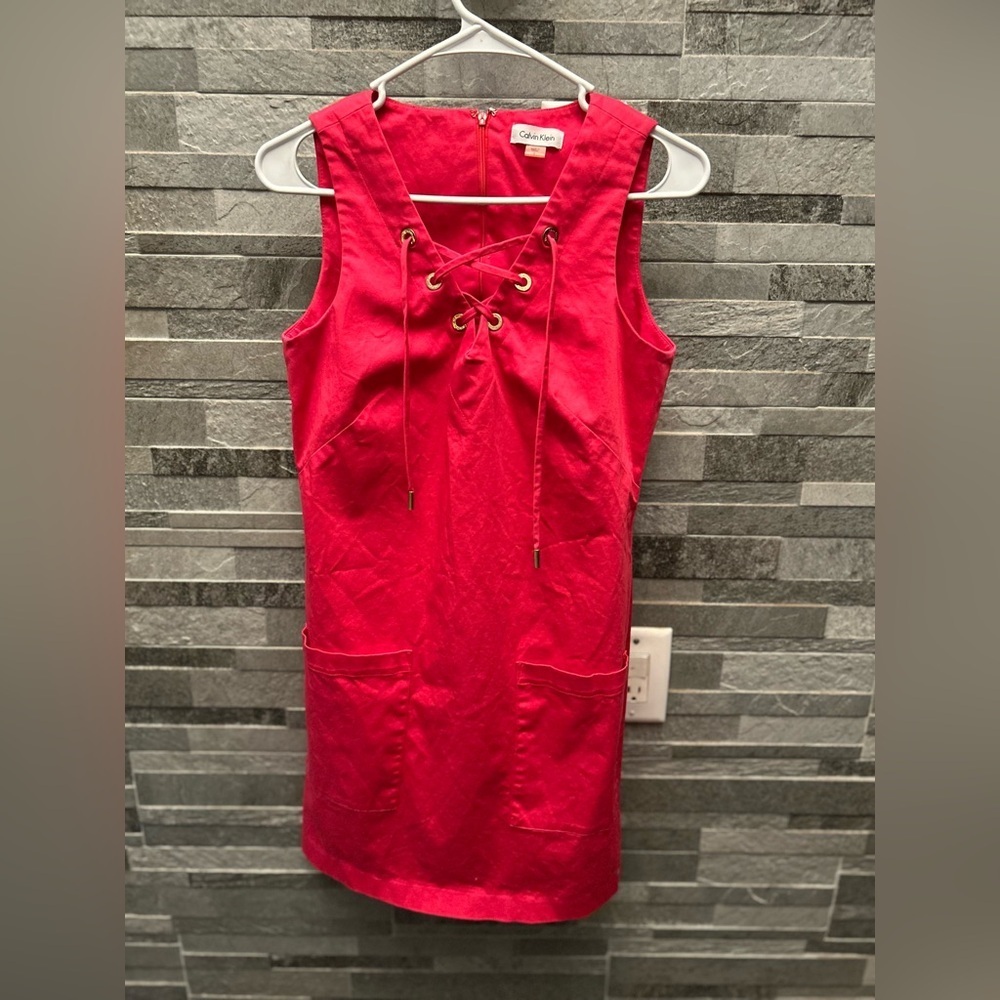 Calvin Klein Vibrant Lace-Up Mini Dress
